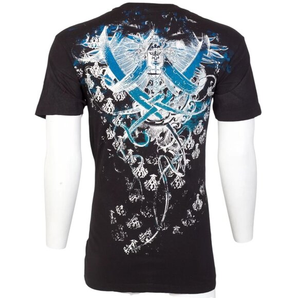 ARCHAIC by AFFLICTION Black WOODCUTS Short Sleeve Slim Fit Y2K T-shirt - Picture 6 of 8